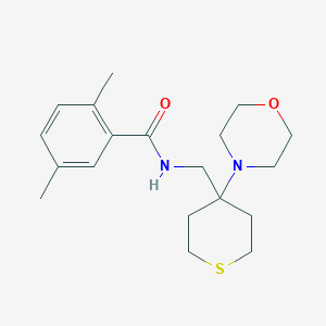 molecular formula C19H28N2O2S B15113259 2,5-dimethyl-N-{[4-(morpholin-4-yl)thian-4-yl]methyl}benzamide 