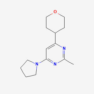 molecular formula C14H21N3O B15113280 2-Methyl-4-(oxan-4-yl)-6-(pyrrolidin-1-yl)pyrimidine 