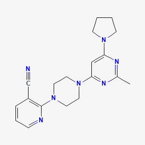 molecular formula C19H23N7 B15113285 2-{4-[2-Methyl-6-(pyrrolidin-1-yl)pyrimidin-4-yl]piperazin-1-yl}pyridine-3-carbonitrile 