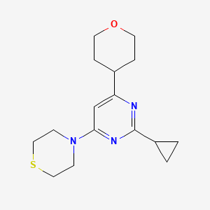 molecular formula C16H23N3OS B15113296 4-[2-Cyclopropyl-6-(oxan-4-yl)pyrimidin-4-yl]thiomorpholine 