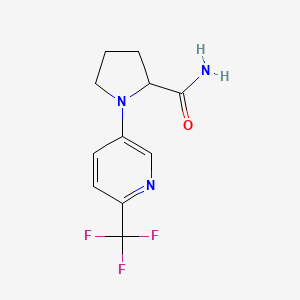 molecular formula C11H12F3N3O B15113323 1-[6-(Trifluoromethyl)pyridin-3-yl]pyrrolidine-2-carboxamide 