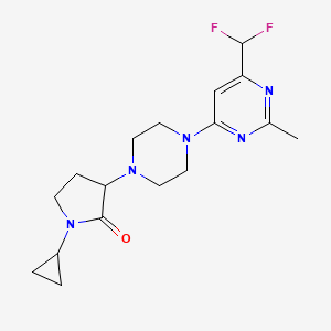 molecular formula C17H23F2N5O B15113341 1-Cyclopropyl-3-{4-[6-(difluoromethyl)-2-methylpyrimidin-4-yl]piperazin-1-yl}pyrrolidin-2-one 