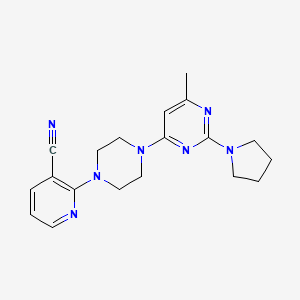 molecular formula C19H23N7 B15113345 2-{4-[6-Methyl-2-(pyrrolidin-1-yl)pyrimidin-4-yl]piperazin-1-yl}pyridine-3-carbonitrile 