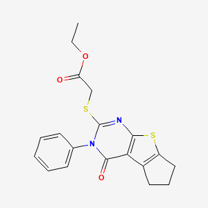 ethyl [(4-oxo-3-phenyl-3,5,6,7-tetrahydro-4H-cyclopenta[4,5]thieno[2,3-d]pyrimidin-2-yl)sulfanyl]acetate