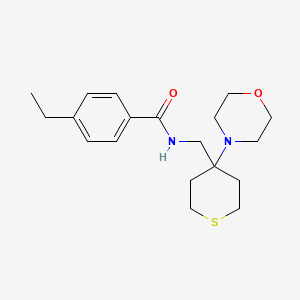 molecular formula C19H28N2O2S B15113390 4-ethyl-N-{[4-(morpholin-4-yl)thian-4-yl]methyl}benzamide 