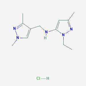 N-[(1,3-dimethylpyrazol-4-yl)methyl]-2-ethyl-5-methylpyrazol-3-amine;hydrochloride