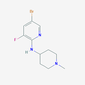 molecular formula C11H15BrFN3 B15113415 5-bromo-3-fluoro-N-(1-methylpiperidin-4-yl)pyridin-2-amine 