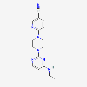 molecular formula C16H19N7 B15113451 6-{4-[4-(Ethylamino)pyrimidin-2-yl]piperazin-1-yl}pyridine-3-carbonitrile 