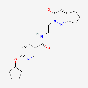 molecular formula C20H24N4O3 B15113487 6-(cyclopentyloxy)-N-(2-(3-oxo-3,5,6,7-tetrahydro-2H-cyclopenta[c]pyridazin-2-yl)ethyl)nicotinamide 