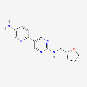 molecular formula C14H17N5O B15113507 5-(5-aminopyridin-2-yl)-N-[(oxolan-2-yl)methyl]pyrimidin-2-amine 