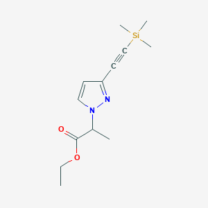 molecular formula C13H20N2O2Si B15113526 ethyl 2-{3-[(trimethylsilyl)ethynyl]-1H-pyrazol-1-yl}propanoate 