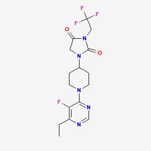 molecular formula C16H19F4N5O2 B15113542 1-[1-(6-Ethyl-5-fluoropyrimidin-4-yl)piperidin-4-yl]-3-(2,2,2-trifluoroethyl)imidazolidine-2,4-dione 