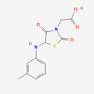 molecular formula C12H12N2O4S B15113580 2-{5-[(3-Methylphenyl)amino]-2,4-dioxo-1,3-thiazolidin-3-yl}acetic acid 