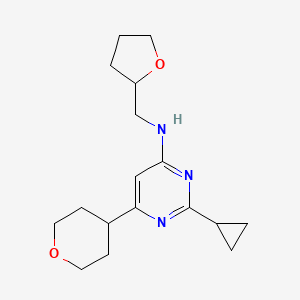 molecular formula C17H25N3O2 B15113611 2-cyclopropyl-6-(oxan-4-yl)-N-[(oxolan-2-yl)methyl]pyrimidin-4-amine 