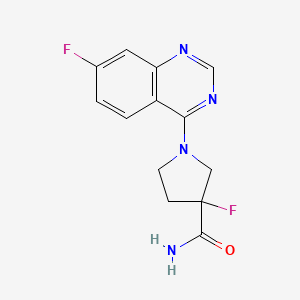 molecular formula C13H12F2N4O B15113635 3-Fluoro-1-(7-fluoroquinazolin-4-yl)pyrrolidine-3-carboxamide 