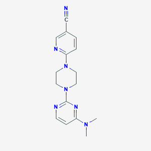 molecular formula C16H19N7 B15113689 6-{4-[4-(Dimethylamino)pyrimidin-2-yl]piperazin-1-yl}pyridine-3-carbonitrile 