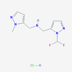 molecular formula C10H14ClF2N5 B15113701 1-[1-(difluoromethyl)-1H-pyrazol-5-yl]-N-[(1-methyl-1H-pyrazol-5-yl)methyl]methanamine 