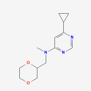 molecular formula C13H19N3O2 B15113714 6-cyclopropyl-N-[(1,4-dioxan-2-yl)methyl]-N-methylpyrimidin-4-amine 