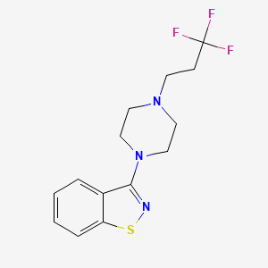 molecular formula C14H16F3N3S B15113720 3-[4-(3,3,3-Trifluoropropyl)piperazin-1-yl]-1,2-benzothiazole 