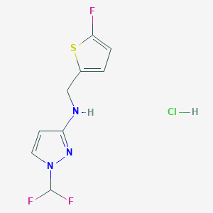 molecular formula C9H9ClF3N3S B15113725 1-(difluoromethyl)-N-[(5-fluoro-2-thienyl)methyl]-1H-pyrazol-3-amine 