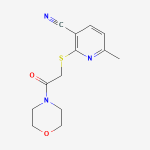 molecular formula C13H15N3O2S B15113851 6-Methyl-2-{[2-(morpholin-4-yl)-2-oxoethyl]sulfanyl}pyridine-3-carbonitrile 