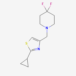 molecular formula C12H16F2N2S B15113867 1-[(2-Cyclopropyl-1,3-thiazol-4-yl)methyl]-4,4-difluoropiperidine 