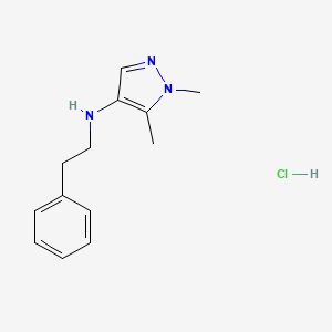 molecular formula C13H18ClN3 B15113897 1,5-dimethyl-N-(2-phenylethyl)pyrazol-4-amine;hydrochloride 