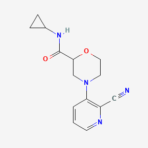 molecular formula C14H16N4O2 B15113925 4-(2-cyanopyridin-3-yl)-N-cyclopropylmorpholine-2-carboxamide 