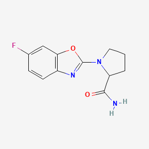 molecular formula C12H12FN3O2 B15113946 1-(6-Fluoro-1,3-benzoxazol-2-yl)pyrrolidine-2-carboxamide 