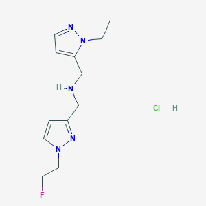 molecular formula C12H19ClFN5 B15114012 1-(1-ethyl-1H-pyrazol-5-yl)-N-{[1-(2-fluoroethyl)-1H-pyrazol-3-yl]methyl}methanamine 