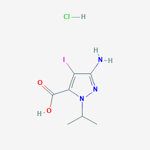 molecular formula C7H11ClIN3O2 B15114019 3-amino-4-iodo-1-isopropyl-1H-pyrazole-5-carboxylic acid 