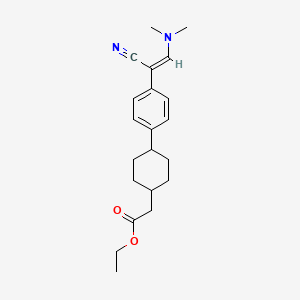 molecular formula C21H28N2O2 B1511403 Cyclohexaneacetic acid,4-[4-[(1Z)-1-cyano-2-(dimethylamino)ethenyl]phenyl]-,ethyl ester,trans- 