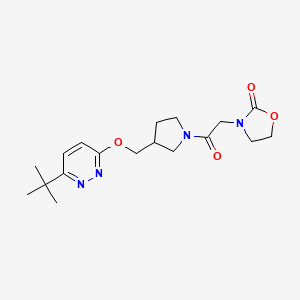 molecular formula C18H26N4O4 B15114081 3-[2-(3-{[(6-Tert-butylpyridazin-3-yl)oxy]methyl}pyrrolidin-1-yl)-2-oxoethyl]-1,3-oxazolidin-2-one 