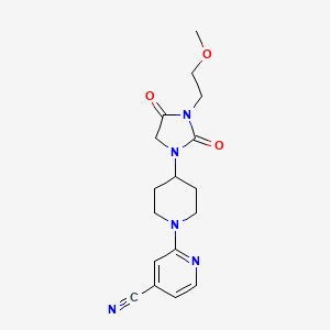 molecular formula C17H21N5O3 B15114086 2-{4-[3-(2-Methoxyethyl)-2,4-dioxoimidazolidin-1-yl]piperidin-1-yl}pyridine-4-carbonitrile 