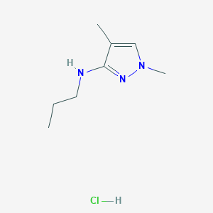 molecular formula C8H16ClN3 B15114142 1,4-dimethyl-N-propylpyrazol-3-amine;hydrochloride 