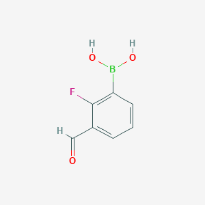 molecular formula C7H6BFO3 B151143 (2-氟-3-甲酰苯基)硼酸 CAS No. 849061-98-9