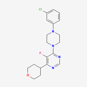 4-[4-(3-Chlorophenyl)piperazin-1-yl]-5-fluoro-6-(oxan-4-yl)pyrimidine