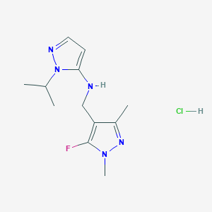 molecular formula C12H19ClFN5 B15114318 N-[(5-fluoro-1,3-dimethyl-1H-pyrazol-4-yl)methyl]-1-isopropyl-1H-pyrazol-5-amine 