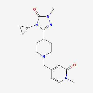 molecular formula C18H25N5O2 B15114324 4-{[4-(4-cyclopropyl-1-methyl-5-oxo-4,5-dihydro-1H-1,2,4-triazol-3-yl)piperidin-1-yl]methyl}-1-methyl-1,2-dihydropyridin-2-one 