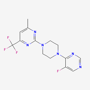 molecular formula C14H14F4N6 B15114350 2-[4-(5-Fluoropyrimidin-4-yl)piperazin-1-yl]-4-methyl-6-(trifluoromethyl)pyrimidine 