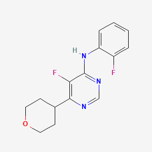 molecular formula C15H15F2N3O B15114377 5-fluoro-N-(2-fluorophenyl)-6-(oxan-4-yl)pyrimidin-4-amine 