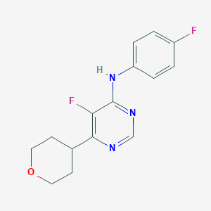 5-fluoro-N-(4-fluorophenyl)-6-(oxan-4-yl)pyrimidin-4-amine