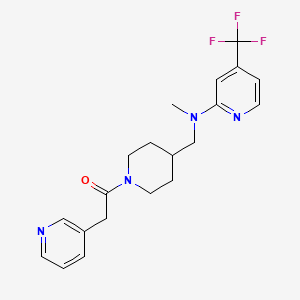 molecular formula C20H23F3N4O B15114501 1-[4-({Methyl[4-(trifluoromethyl)pyridin-2-yl]amino}methyl)piperidin-1-yl]-2-(pyridin-3-yl)ethan-1-one 