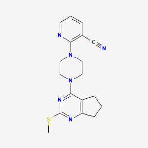 2-{4-[2-(methylsulfanyl)-5H,6H,7H-cyclopenta[d]pyrimidin-4-yl]piperazin-1-yl}pyridine-3-carbonitrile