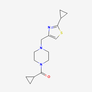 molecular formula C15H21N3OS B15114524 1-Cyclopropanecarbonyl-4-[(2-cyclopropyl-1,3-thiazol-4-yl)methyl]piperazine 