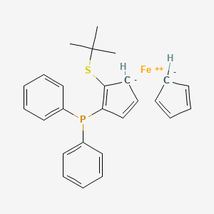 Iron(2+) 2-(tert-butylsulfanyl)-1-(diphenylphosphanyl)cyclopenta-2,4-dien-1-ide cyclopenta-2,4-dien-1-ide (1/1/1)
