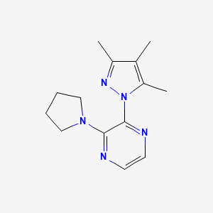 molecular formula C14H19N5 B15114559 2-(pyrrolidin-1-yl)-3-(3,4,5-trimethyl-1H-pyrazol-1-yl)pyrazine 