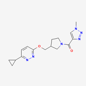 molecular formula C16H20N6O2 B15114599 3-cyclopropyl-6-{[1-(1-methyl-1H-1,2,3-triazole-4-carbonyl)pyrrolidin-3-yl]methoxy}pyridazine 