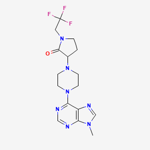 molecular formula C16H20F3N7O B15114601 3-[4-(9-methyl-9H-purin-6-yl)piperazin-1-yl]-1-(2,2,2-trifluoroethyl)pyrrolidin-2-one 