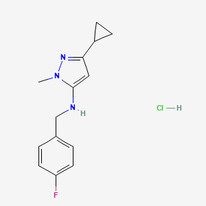 5-cyclopropyl-N-[(4-fluorophenyl)methyl]-2-methylpyrazol-3-amine;hydrochloride